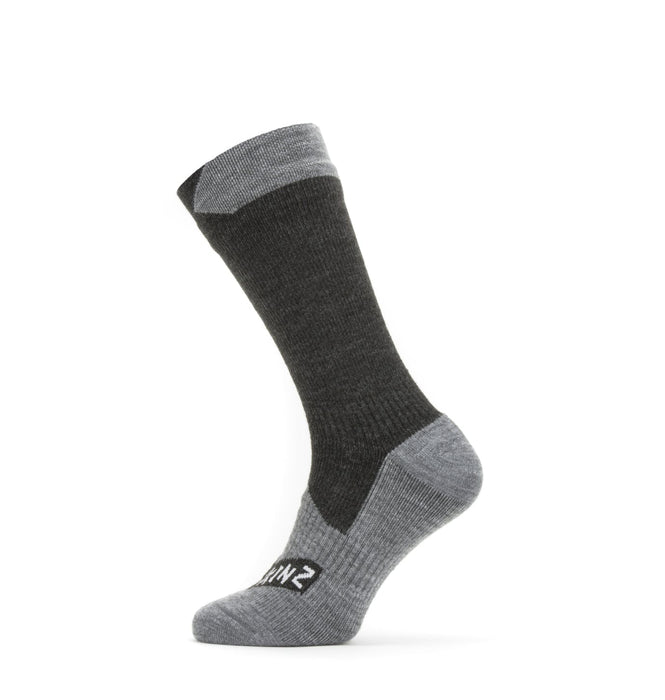 Waterproof All Weather Mid Length Sock - Size: S - Color: Black / Grey Marl